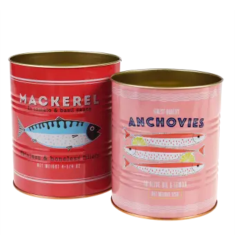 Storage tins (set of 2) - Fish MACKEREL & ANCHOVIES